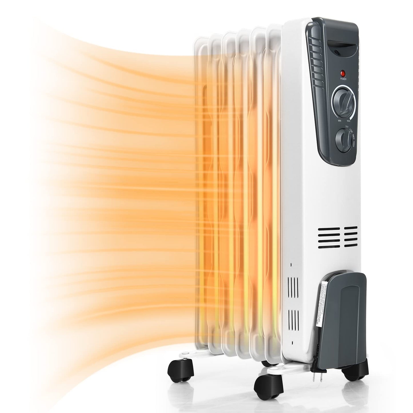 TANGKULA Electric Oil Heater, 1500W Oil Filled Radiator Heater w/ Tip-over and Overheating Protection