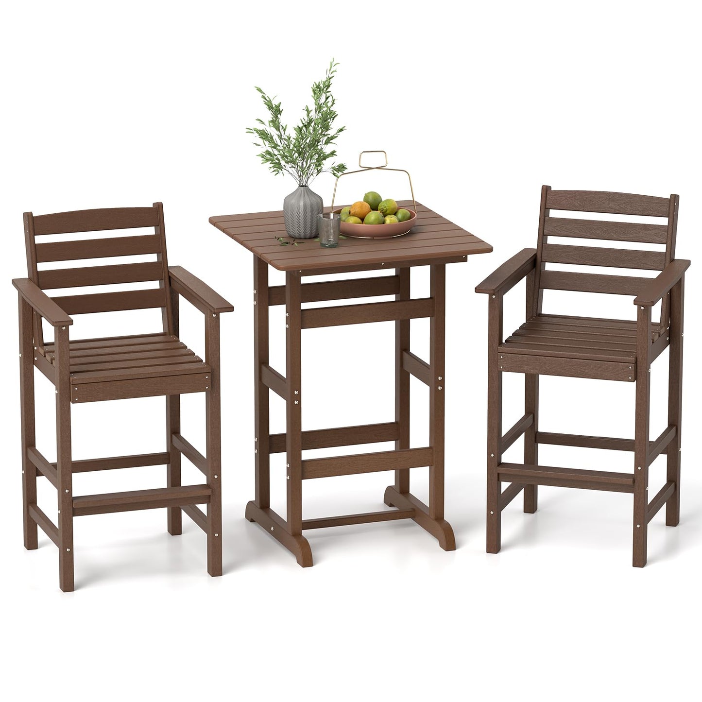 Tangkula 3-Piece Patio HDPE Bar Set