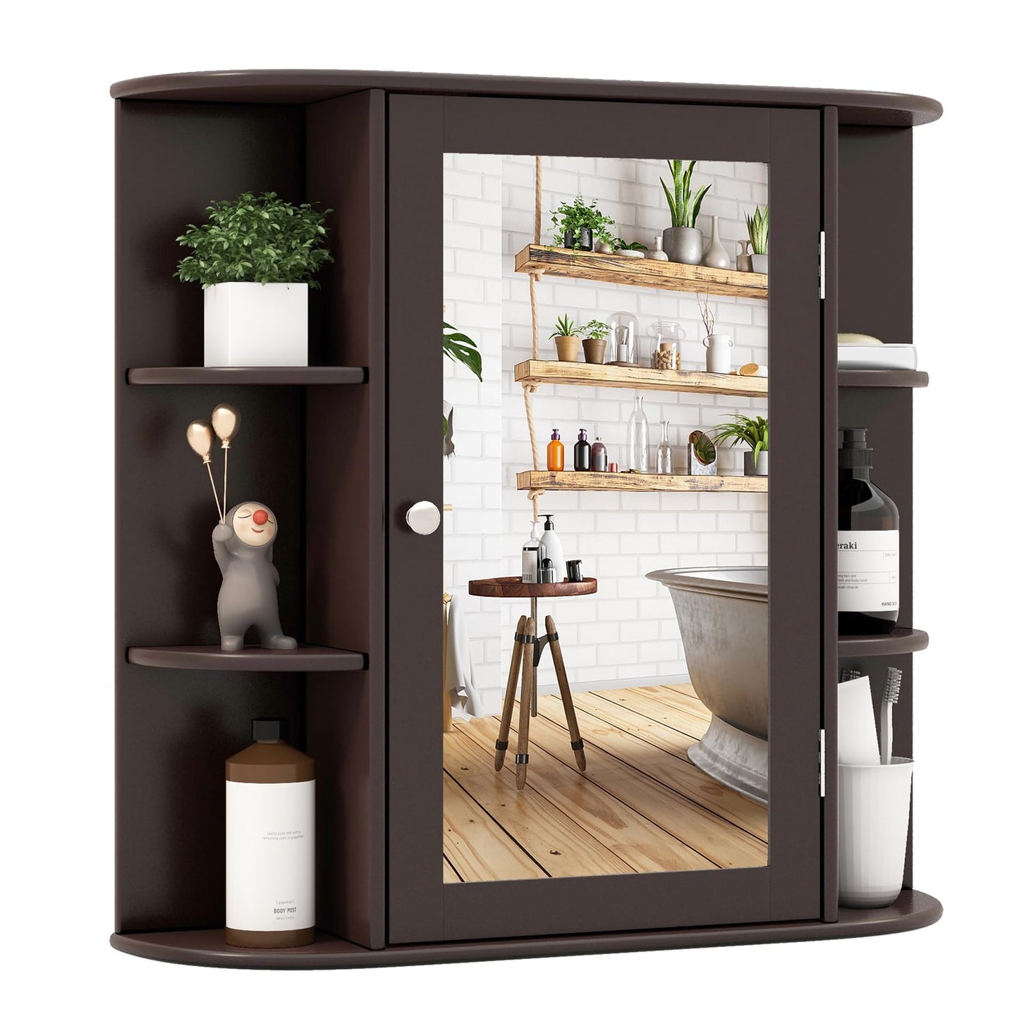 Tangkula Bathroom Medicine Cabinet with Mirror with Mirror, Wall Mounted Bathroom Storage Cabinet