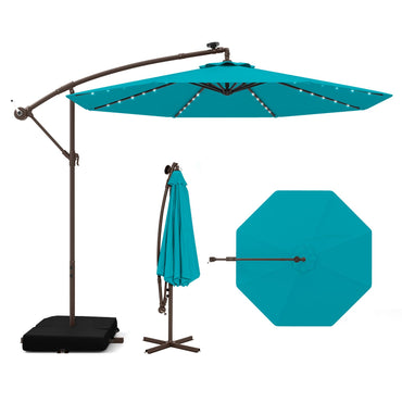 Tangkula 10FT Hanging Offset Umbrella with 32 LED Lights
