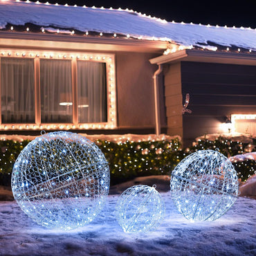 Tangkula Lot de 3 boules lumineuses de Noël avec 3 couleurs d'éclairage