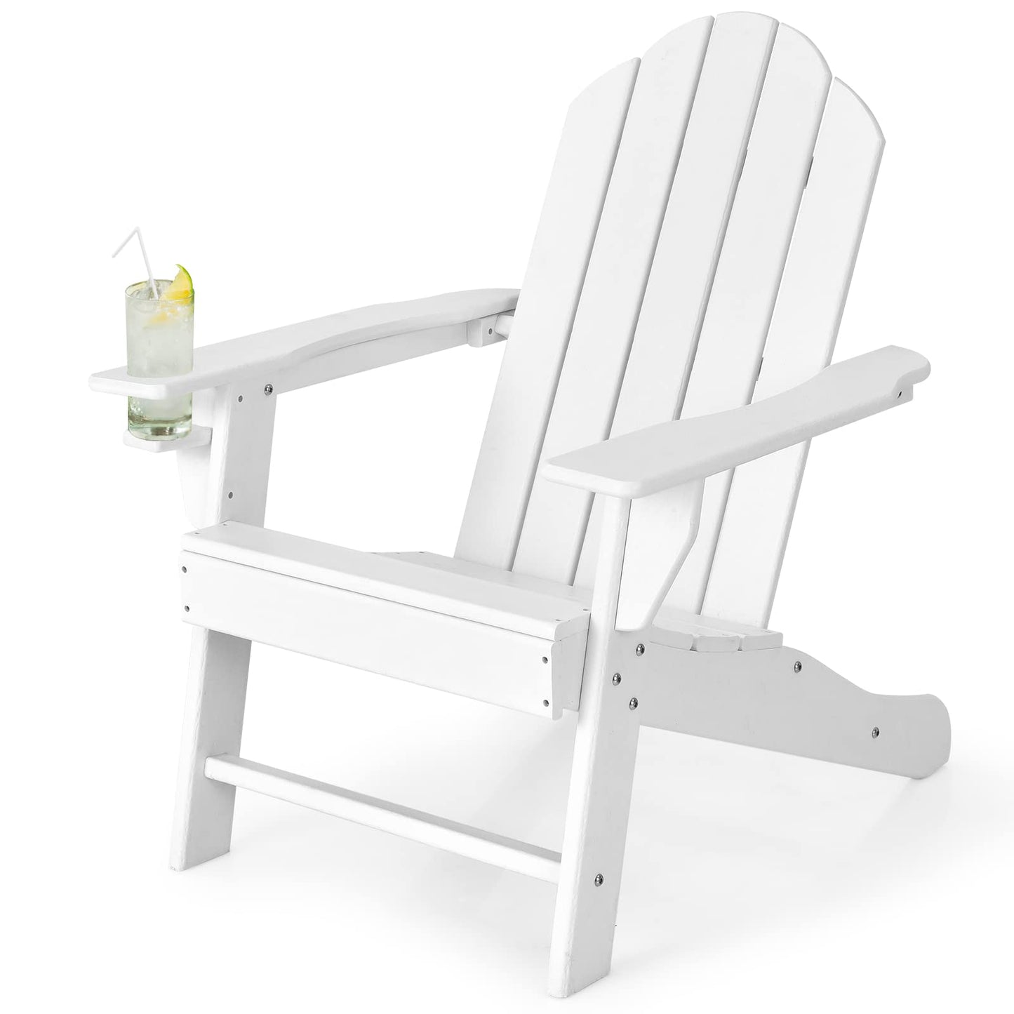 Tangkula Adirondack Chair Outdoor, Fade Resistant HDPE Armchairs with Cup Holder
