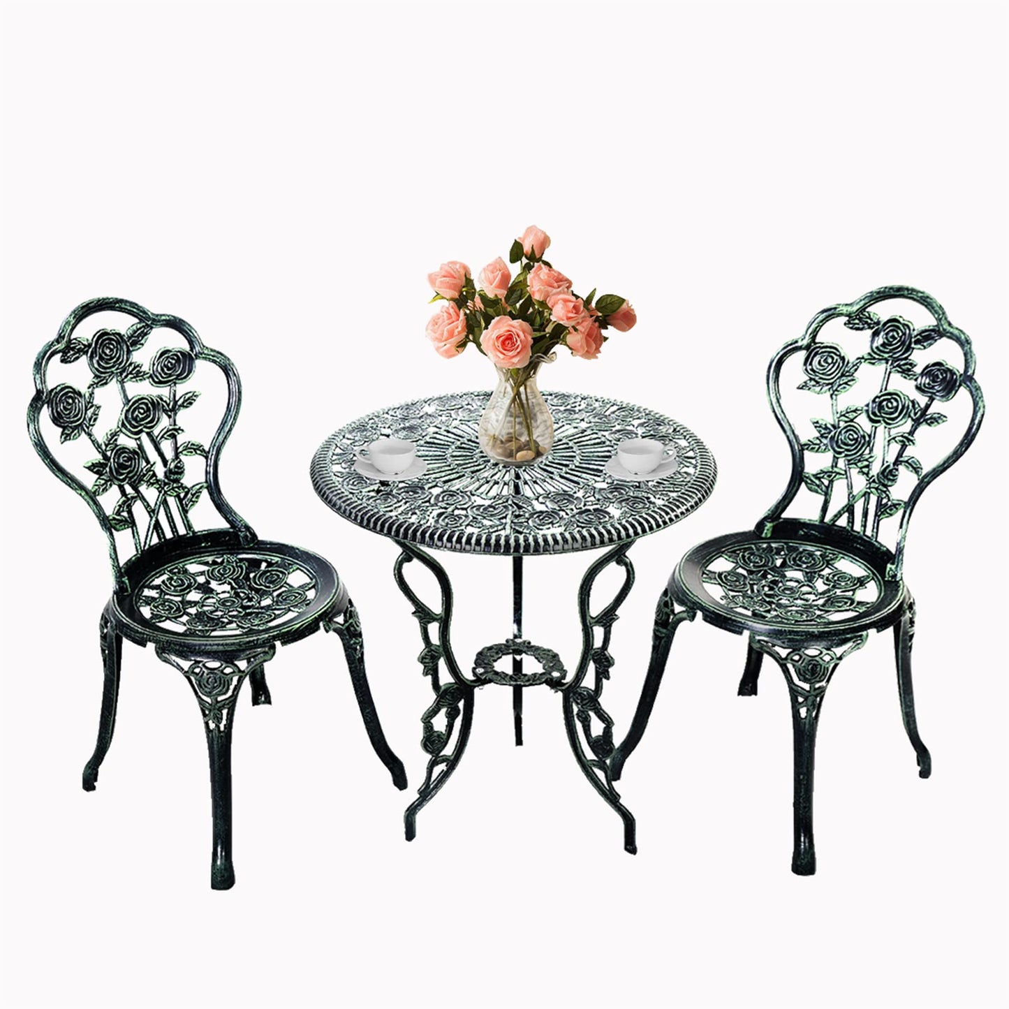 3 Pieces Patio Bistro Set, Outdoor Chairs and Table with Umbrella Hole