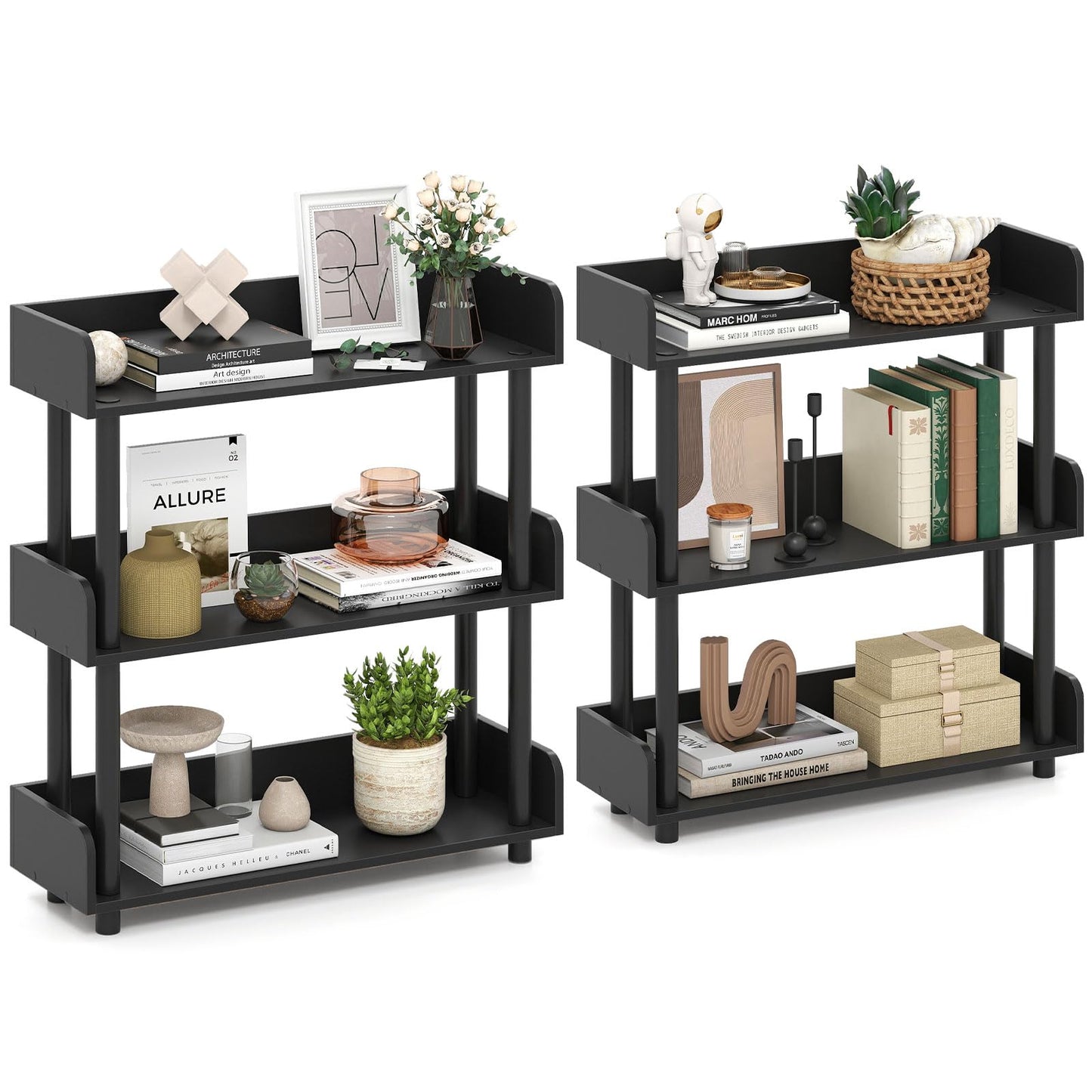 Tangkula 3-Tier Bookshelf Multipurpose Wood Standing Display Rack(1/2)