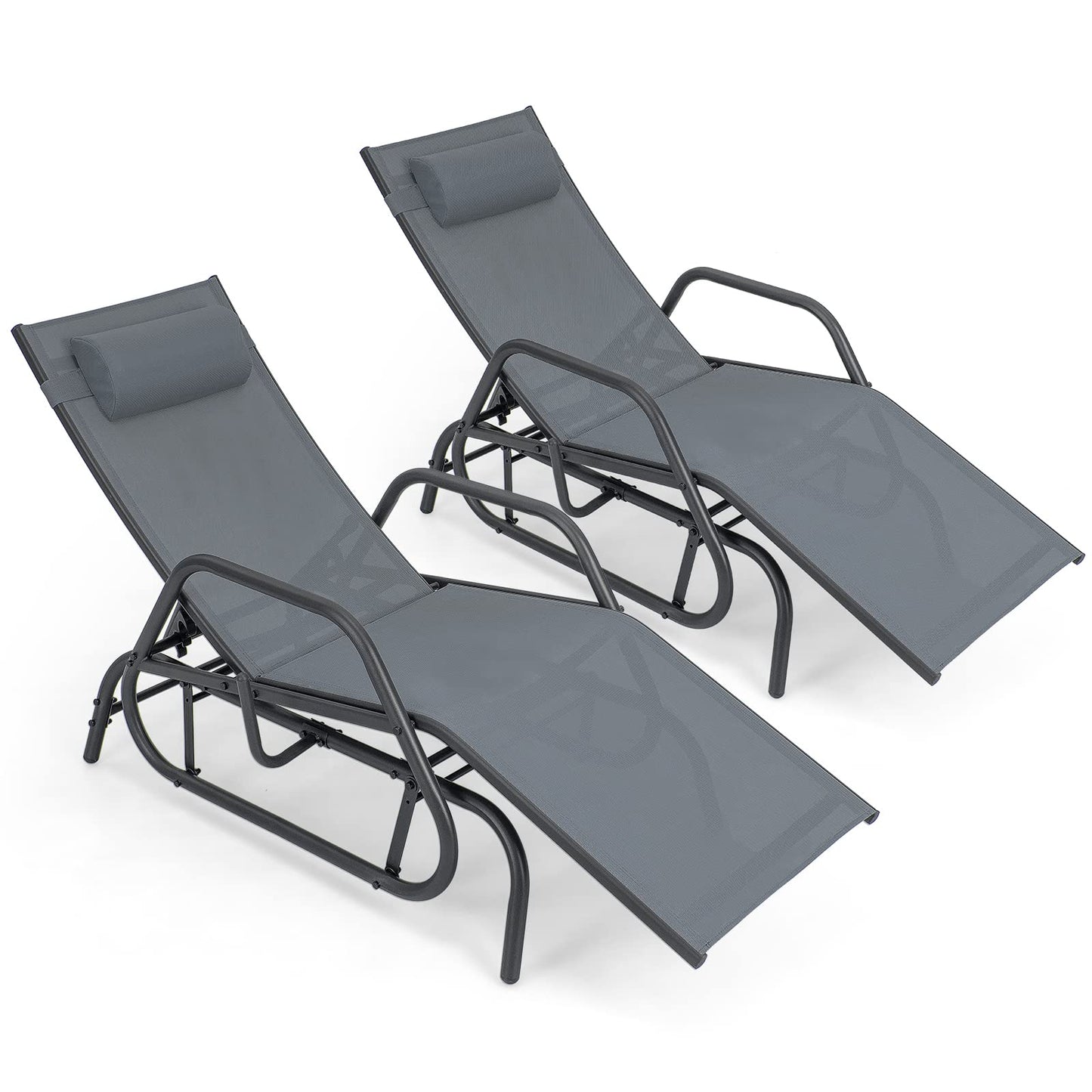 Chaise longue d'extérieur Tangkula avec accoudoirs et oreiller