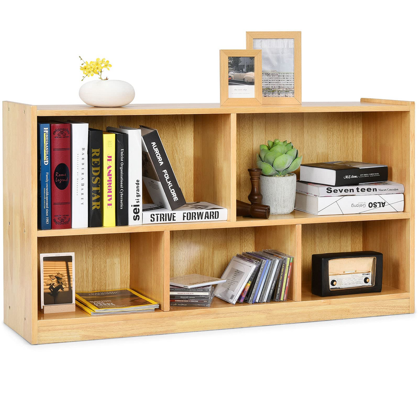 Tangkula Wood Storage Cube Bookcase, Multipurpose Display Storage Cabinet