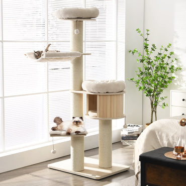 Tangkula Modern Cat Tree with Sisal Posts for Indoor Large Cats