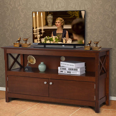 Meuble TV en bois pour téléviseurs jusqu'à 50 pouces, armoire de rangement console en forme de X