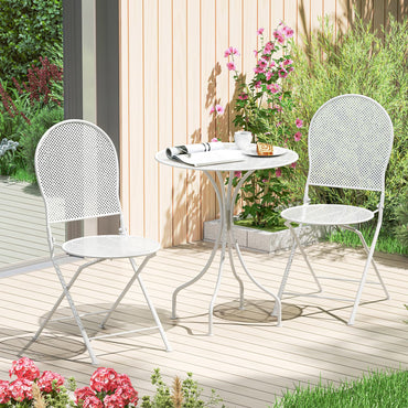 Tangkula 3 Pieces Patio Bistro Set, Metal Table and Folding Chair Set for 2