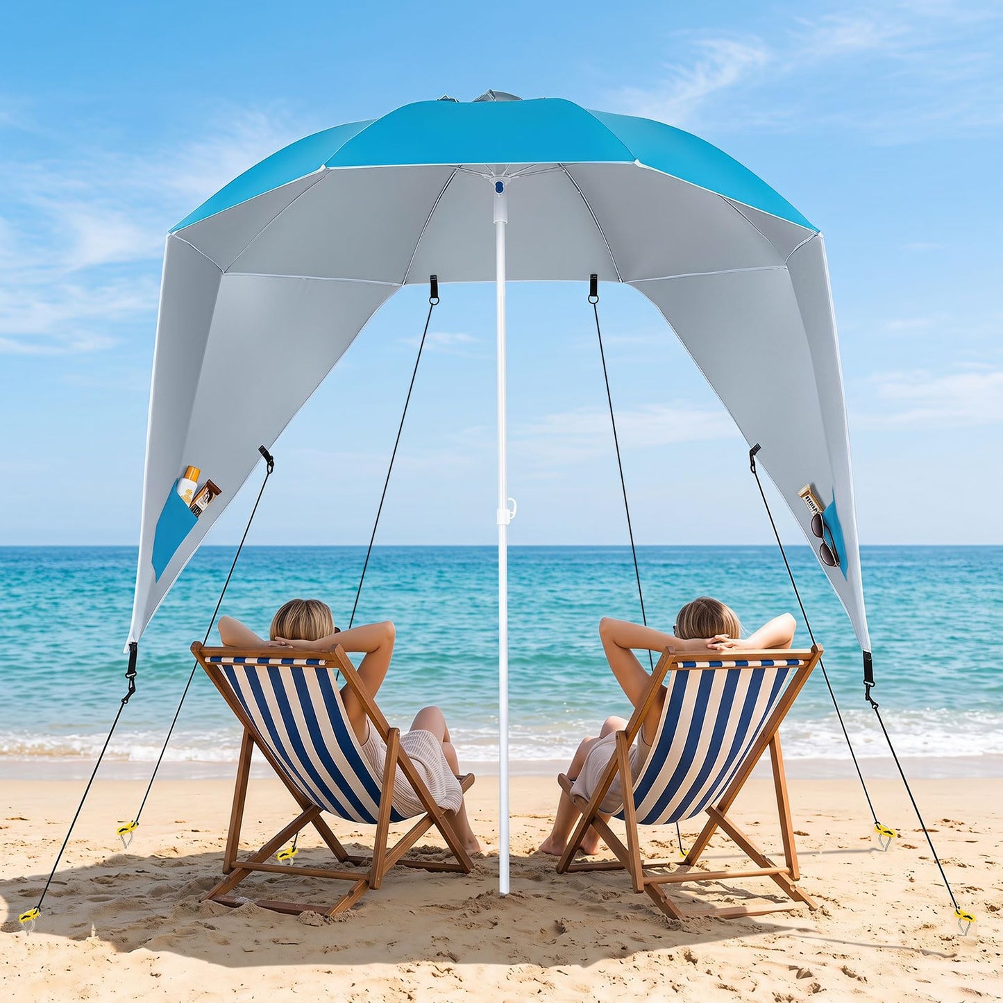 Tangkula 6.5 FT 2-In-1 Beach Umbrella with Shade for Sand | Beach Tent