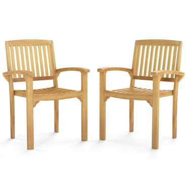 Chaise de salle à manger d'extérieur en bois de teck Tangkula, fauteuil en bois de teck