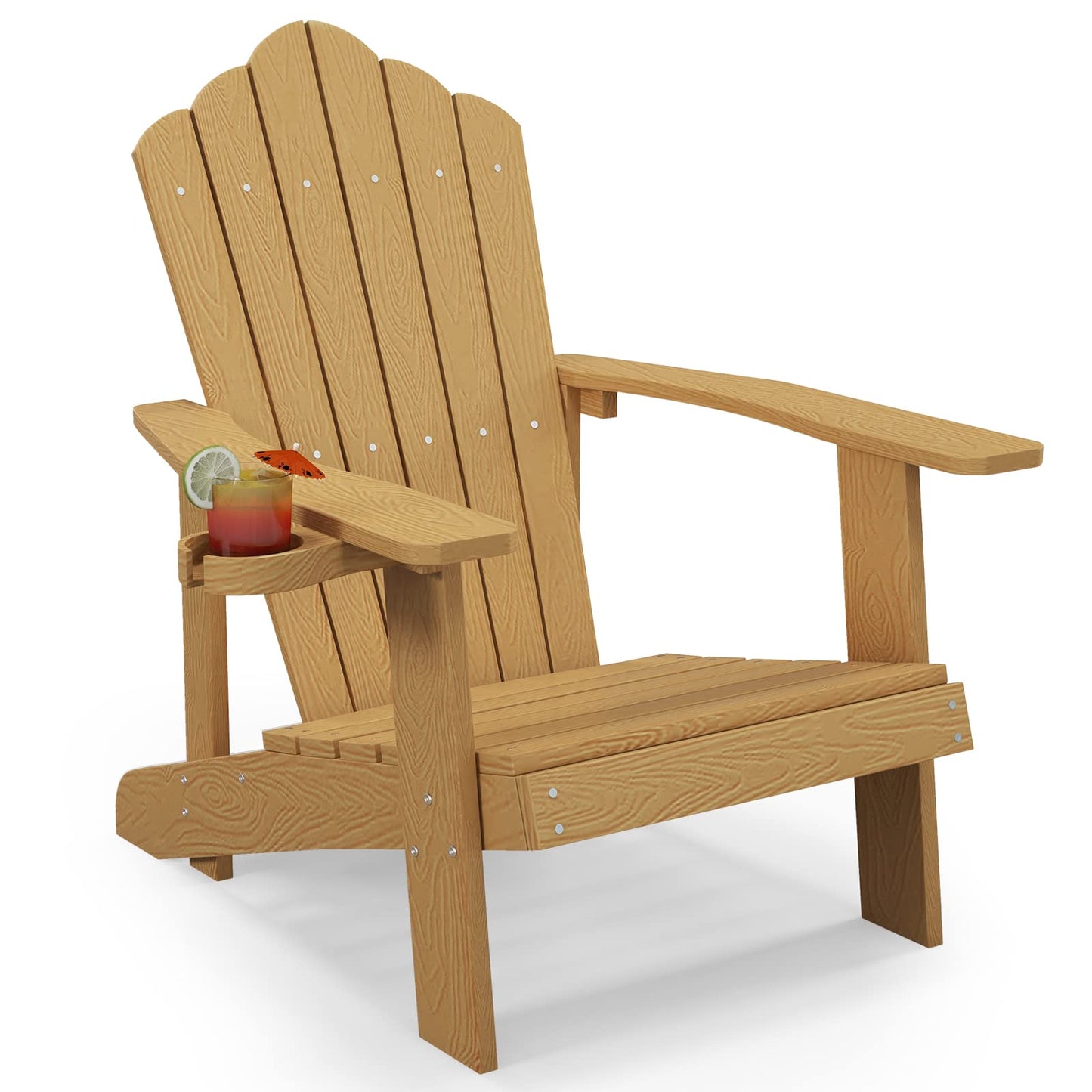 Tangkula Oversized Adirondack Chair, Patio Lounge Chairs w/Adjustable Cup Holder