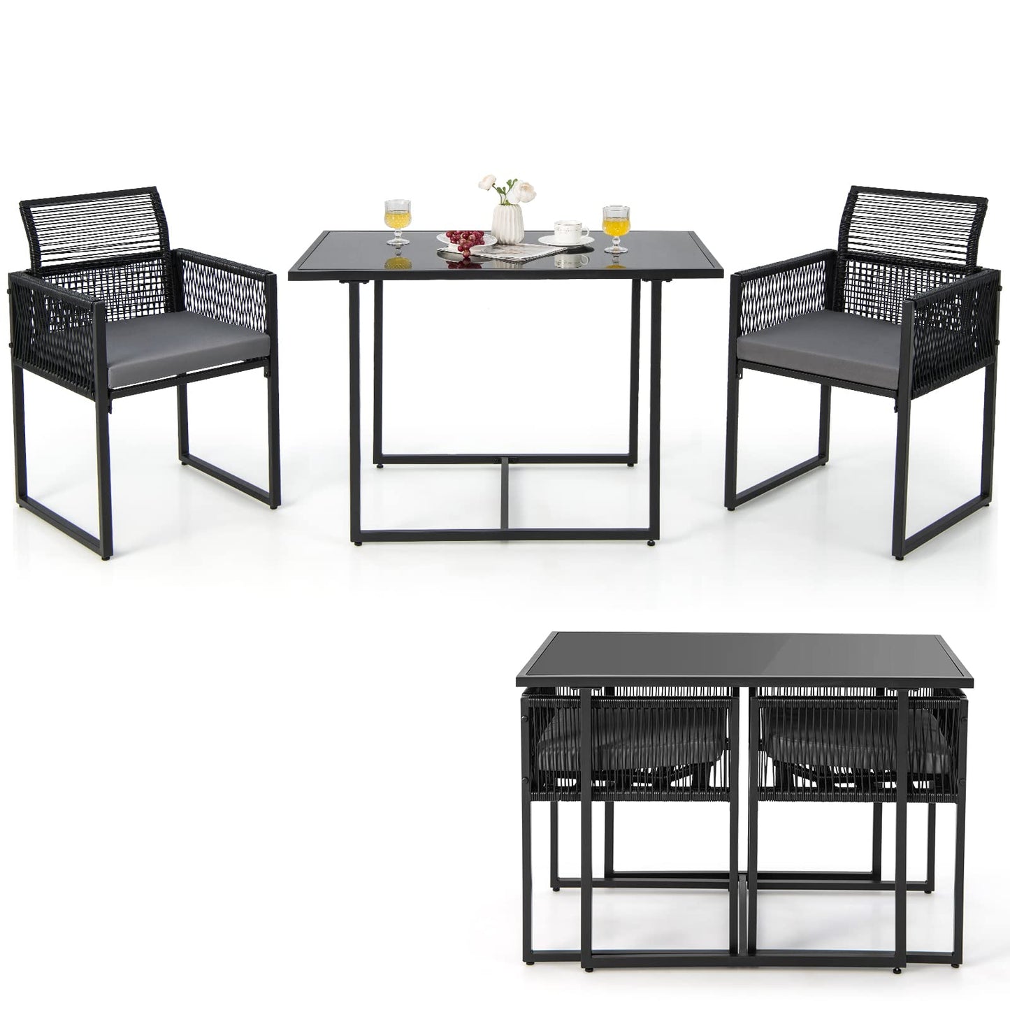 3 Pieces Outdoor Dining Set - Tangkula