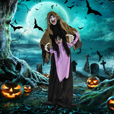 Tangkula Vampire animé d'Halloween de 1,70 m avec poupée effrayante, yeux LED, sons et mouvements déclenchés par la voix