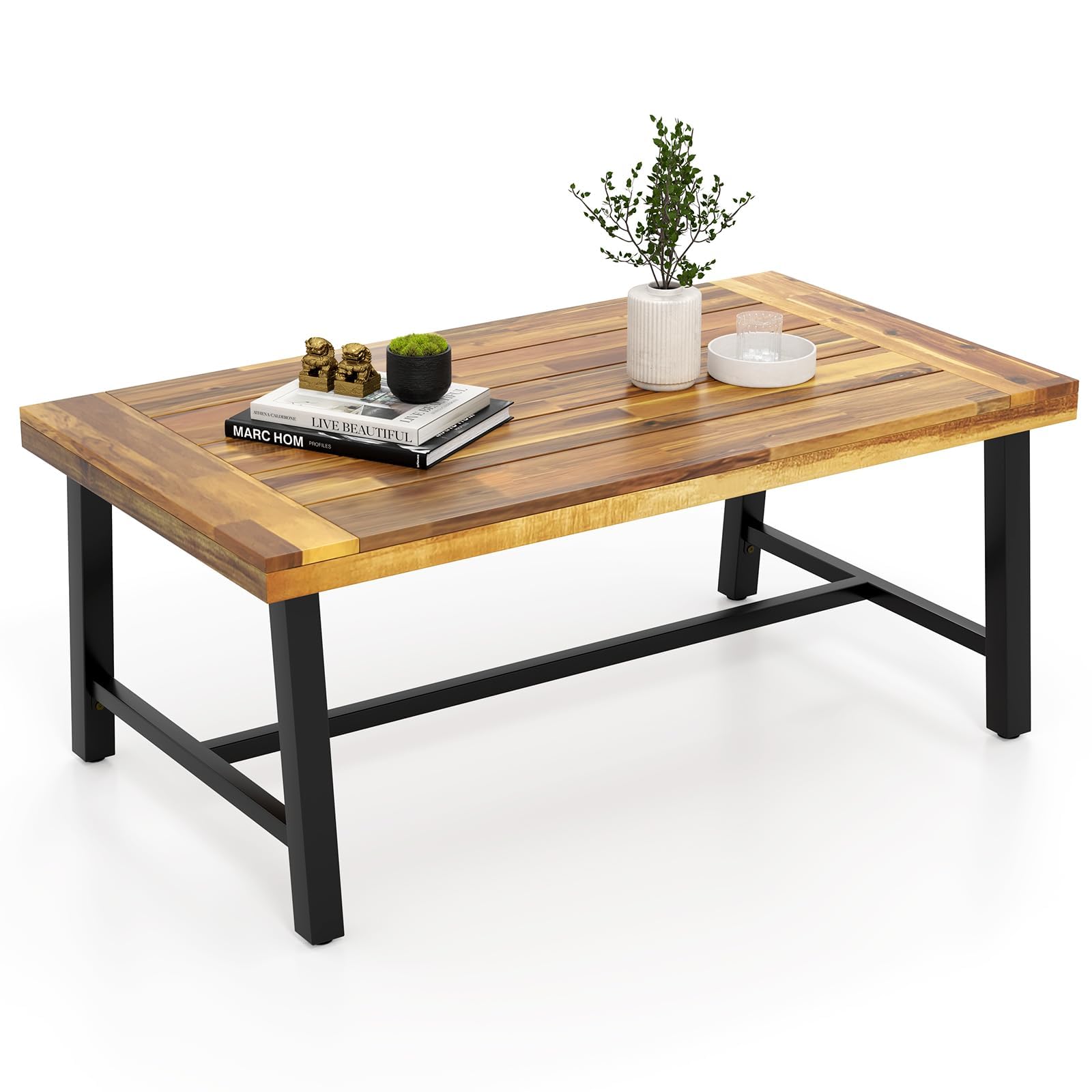 Tangkula Table Basse d'Extérieur en Bois d'Acacia