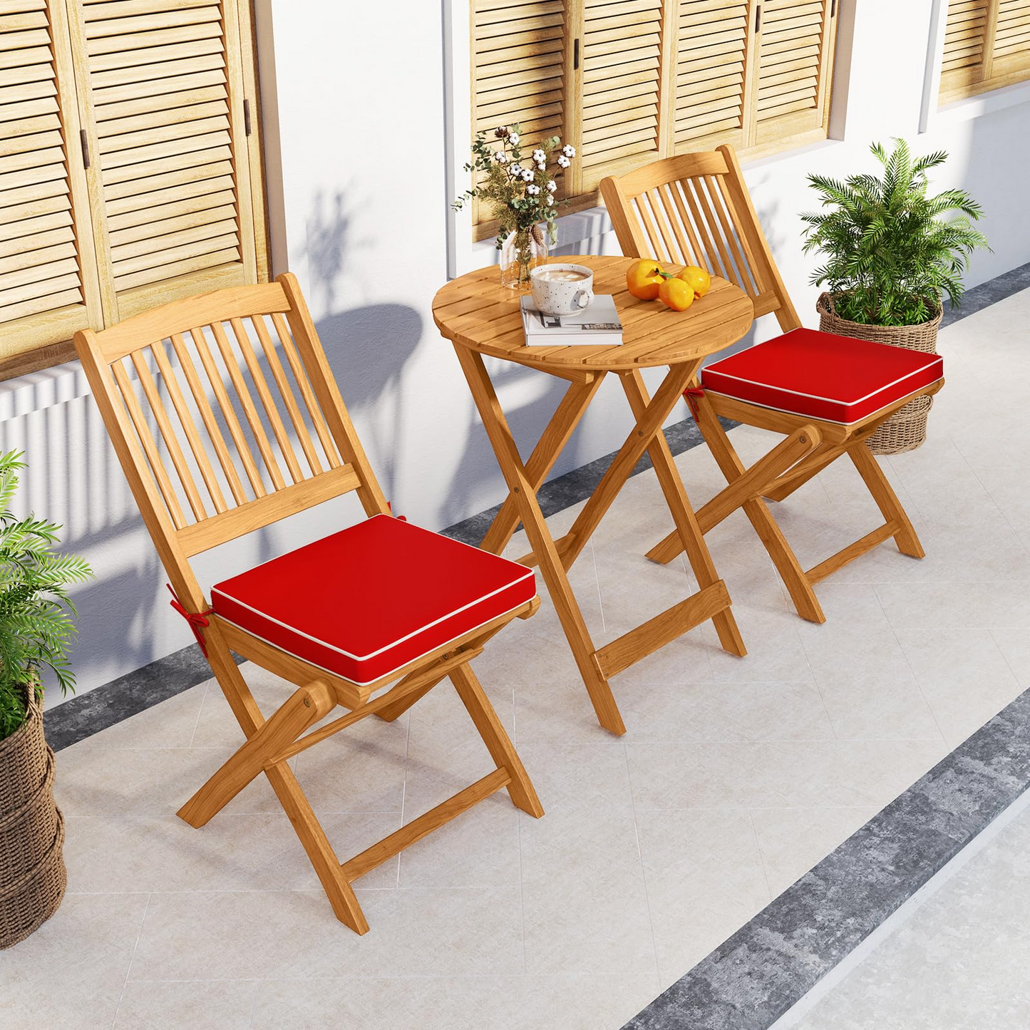 Tangkula Folding Outdoor Dining Chairs Acacia Wood Patio Chairs