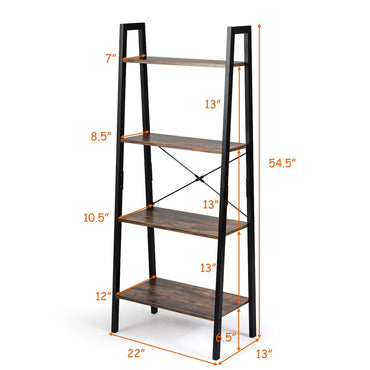 TANGKULA Industrial Ladder Shelf with Metal Frame
