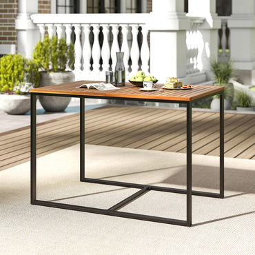 Table à manger de patio en bois d'acacia Tangkula