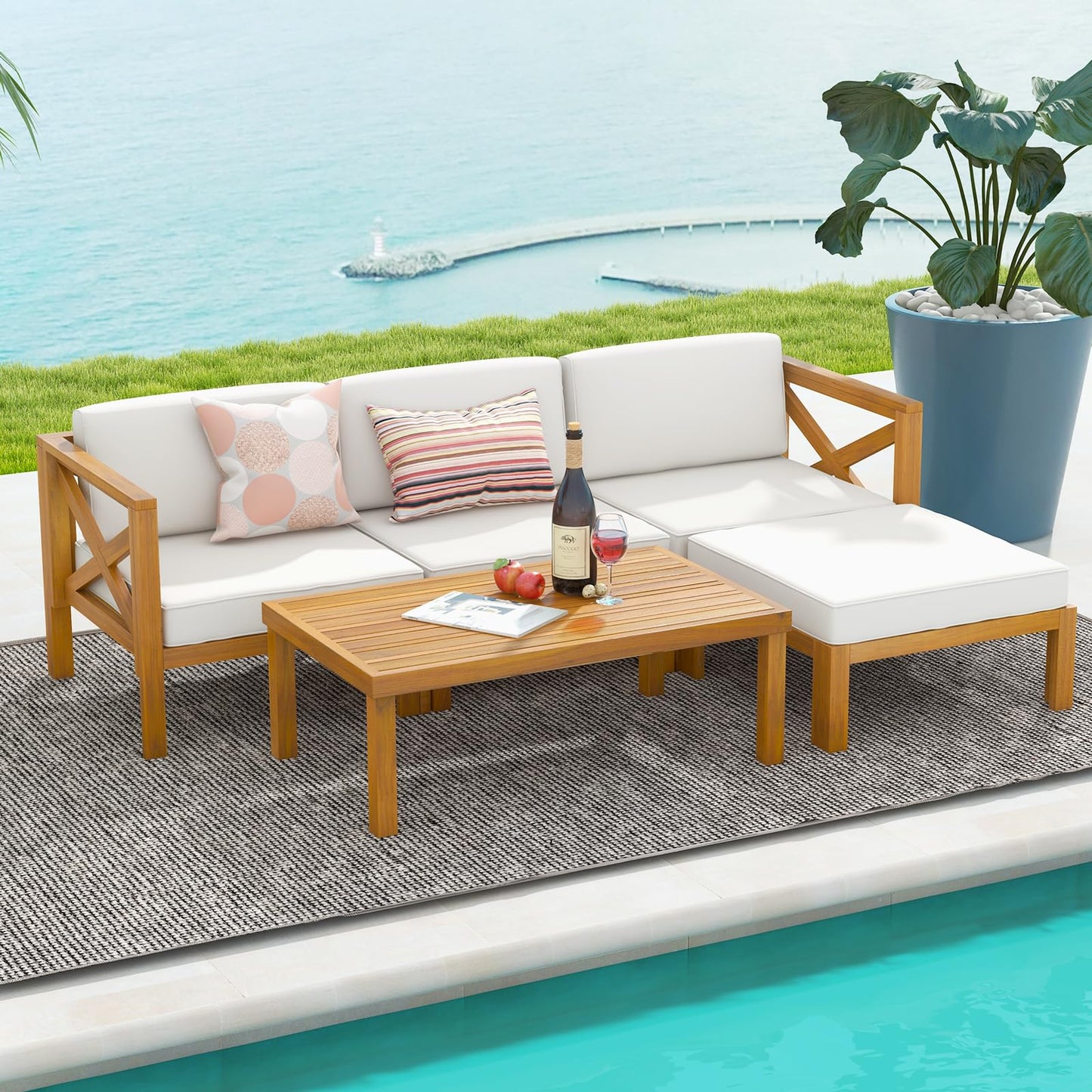 Tangkula 5 Piece Outdoor Conversation Furniture Set