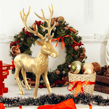 Tangkula Standing Reindeer Statue, Aluminum Deer Sculpture for Indoors, Christmas Reindeer Decor Statue for Home Office Shop School