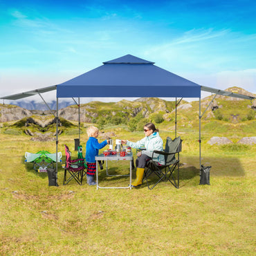 Tangkula 10x17.6 Ft Pop Up Canopy with Adjustable Dual Awnings, Easy Setup Instant Tent for Patio, Market, Picnic