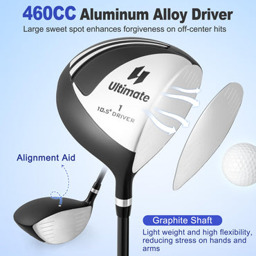 Tangkula 9/10/12 Pieces Men's Complete Golf Clubs Set