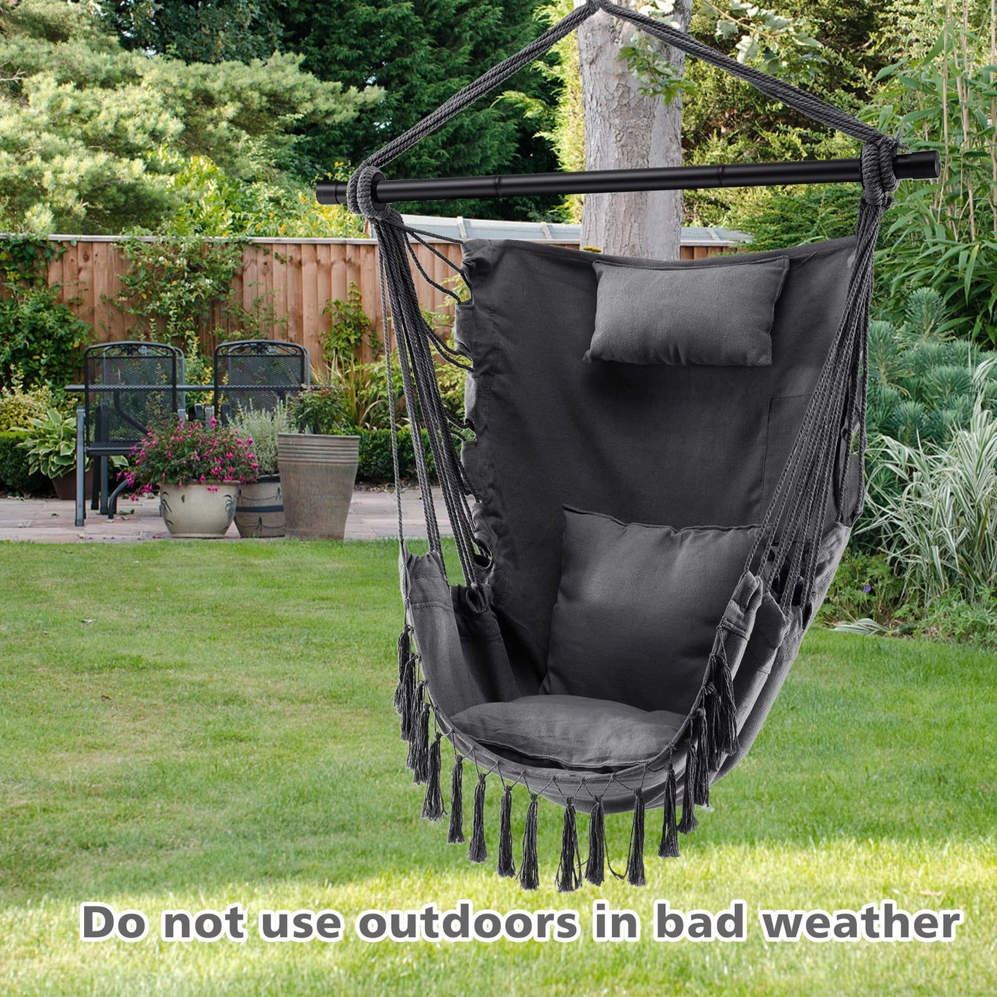 Tangkula Hammock Chair Hanging Rope Swing with Head Pillow
