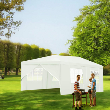 TANGKULA Outdoor Tent 10x20, White Party Wedding Tent Canopy with Removable Sidewalls