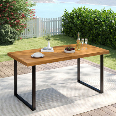 Table de salle à manger Tangkula en bois d'acacia de 160 cm pour 6 personnes