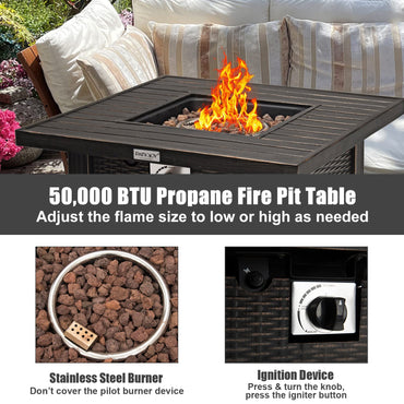 Tangkula 30 Inch Fire Pit Table with Removable Lid