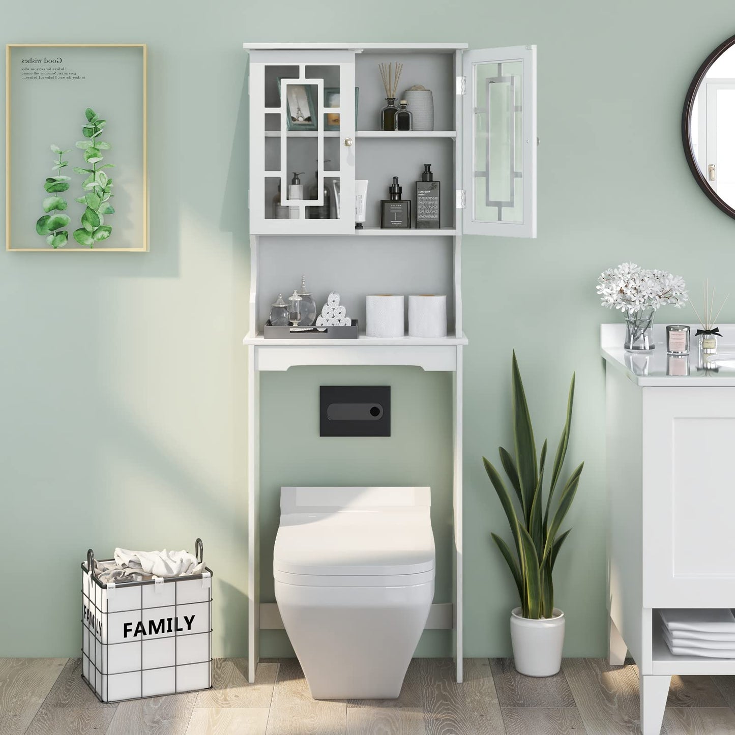 Tangkula Over The Toilet Storage Cabinet Freestanding Over Toilet Storage Rack