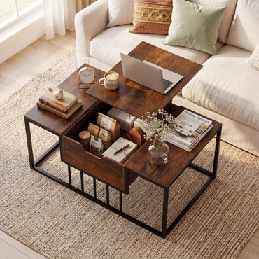 Tangkula Lift Top Coffee Table with Hidden Storage for Living Room