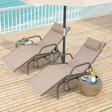 Chaise longue d'extérieur Tangkula avec accoudoirs et oreiller