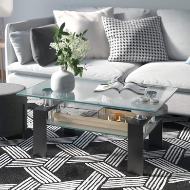 Table basse rectangulaire en verre Tangkula, table basse d'appoint moderne
