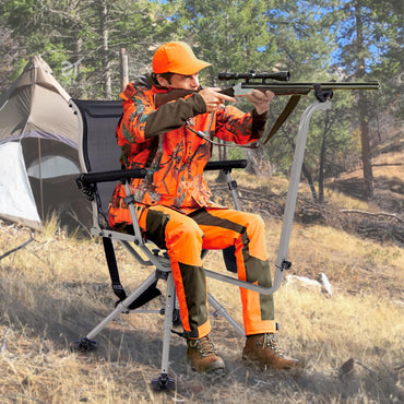 Tangkula Hunting Chair with Shooting Rest, 360° Swivel Hunting Seat with 4 Extendable Aluminum Legs