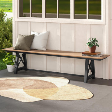 Banc d'extérieur Tangkula 6 pieds en PEHD, banc de pique-nique de terrasse extra long pour 3-4 personnes, capacité de charge de 1100 lb