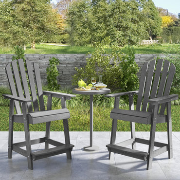 Tangkula Outdoor Bar Stool, HDPE Tall Adirondack Chair with Armrest & Footrest