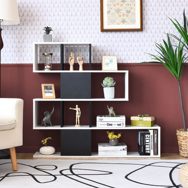 Tangkula 5-Shelf Bookshelf, Modern Ladder Corner Bookshelf, 12 Cubes Stepped Storage Bookcase