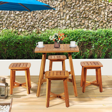 Tangkula 5 Piece Wood Patio Dining Set