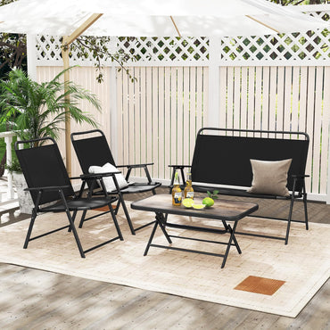 Ensemble de meubles de patio pliants Tangkula 4 pièces