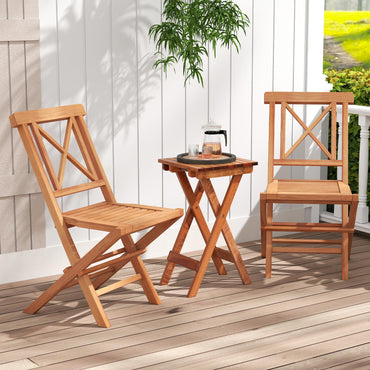 Tangkula Teak Wood Folding Patio Chairs Set of 2/4 (X-Shaped Back)
