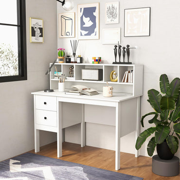 Bureau d'ordinateur Tangkula avec tiroirs et étagère, bureau d'étude et d'écriture moderne pour bureau à domicile avec station de charge