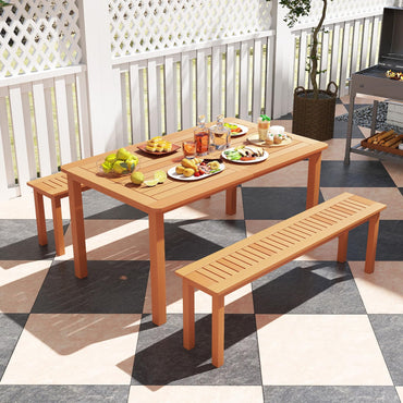 Tangkula Outdoor Wood Bench 59” Long Patio Dining Bench