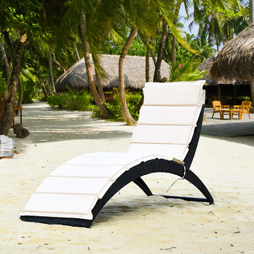 Tangkula Chaise longue de patio pliable, Chaise longue d'extérieur en rotin