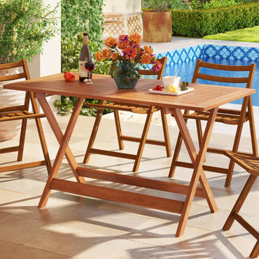 Table de bistrot pliante Tangkula en bois massif avec peinture couleur teck