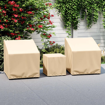 Tangkula Patio Furniture Covers Waterproof Outdoor Conversation Covers for 3 Pieces Bistro Set