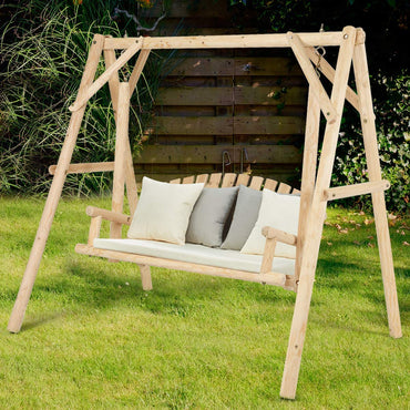 Tangkula Wooden Porch Swing for Patio Garden Yard
