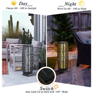 Tangkula 2 Pieces Outdoor Solar Powered Floor Lamps