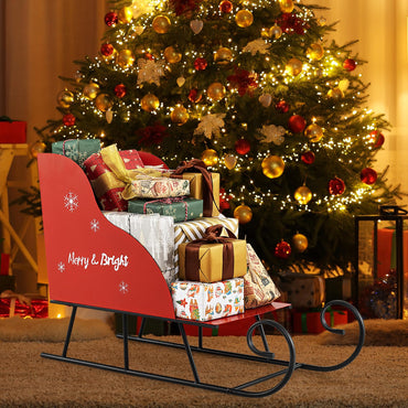 Tangkula Metal Christmas Santa Sleigh Basket