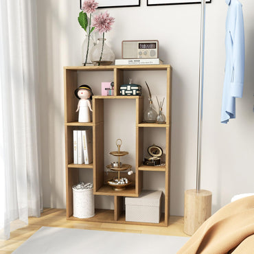 Étagère géométrique Tangkula 35,5 po, bibliothèque ouverte autoportante en bois avec 7 cubes, dispositifs anti-basculement